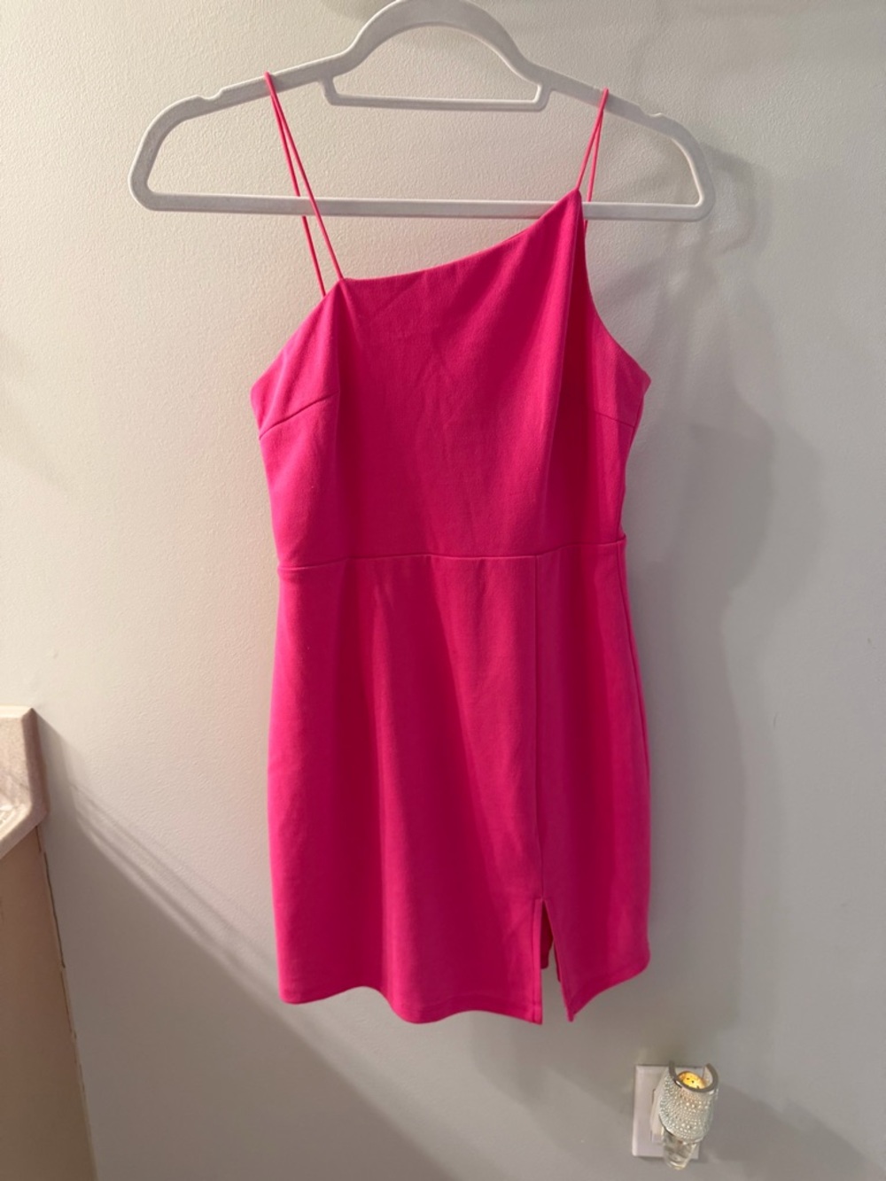 Lulu's Hot Pink One-Shoulder Mini Dress